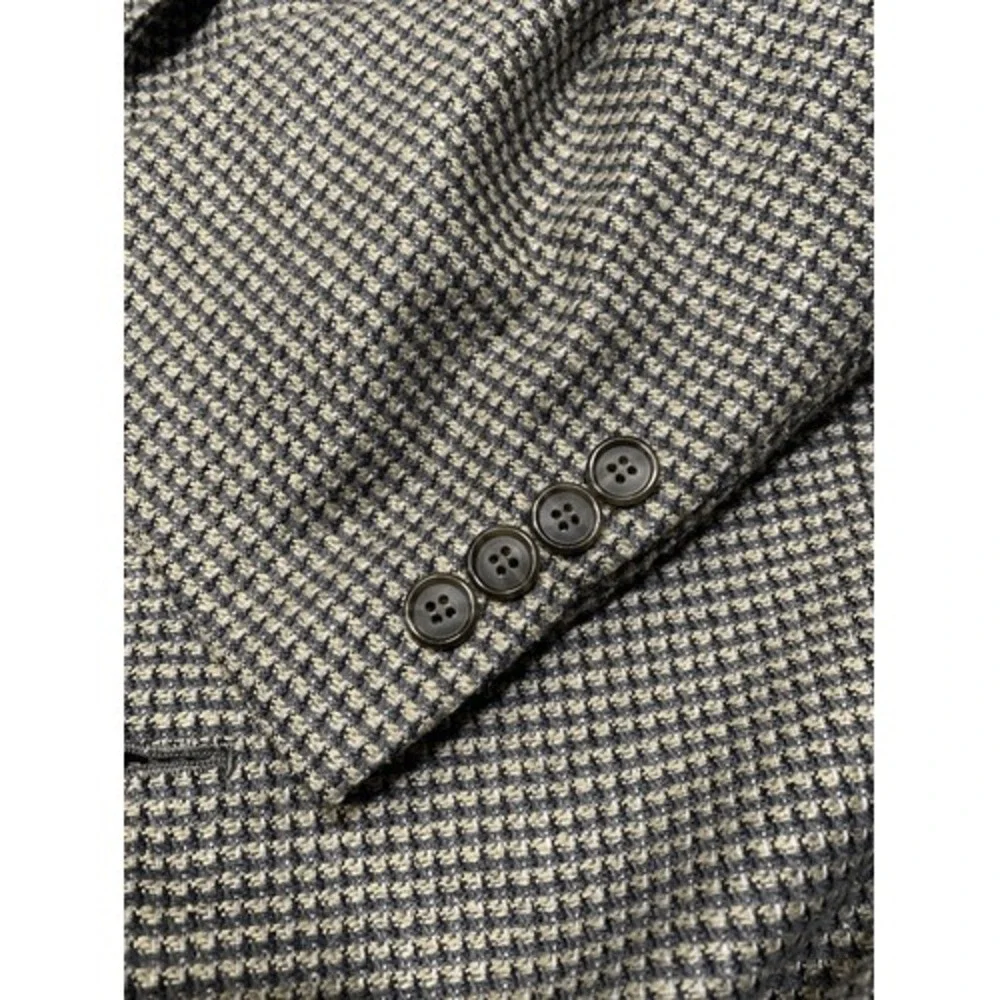 Norm Thompson‎ Mens Blazer 44L Gray Silk Wool Houndstooth Sport Coat NWT